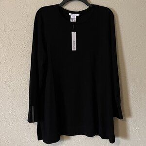 NWT Chico''s Black lightweight tunic length sweater, Size 2 (L)